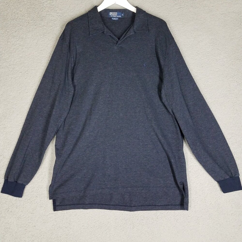 Polo Ralph Lauren Polo Shirt Adult XL Blue Pima Cotton Long Sleeves Pony Men's